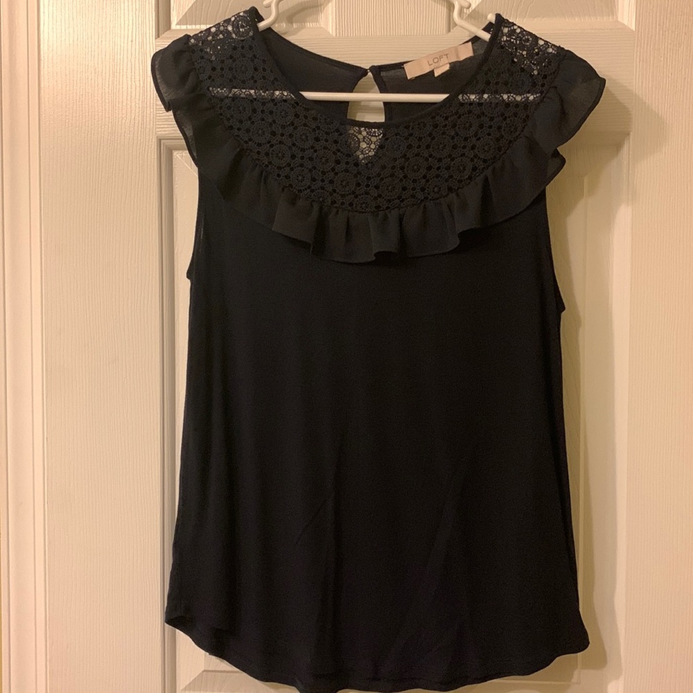 LOFT navy mixed media shell, gently used